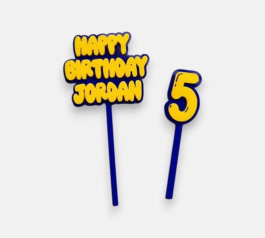 Happy Birthday Cake Topper with Name & Age