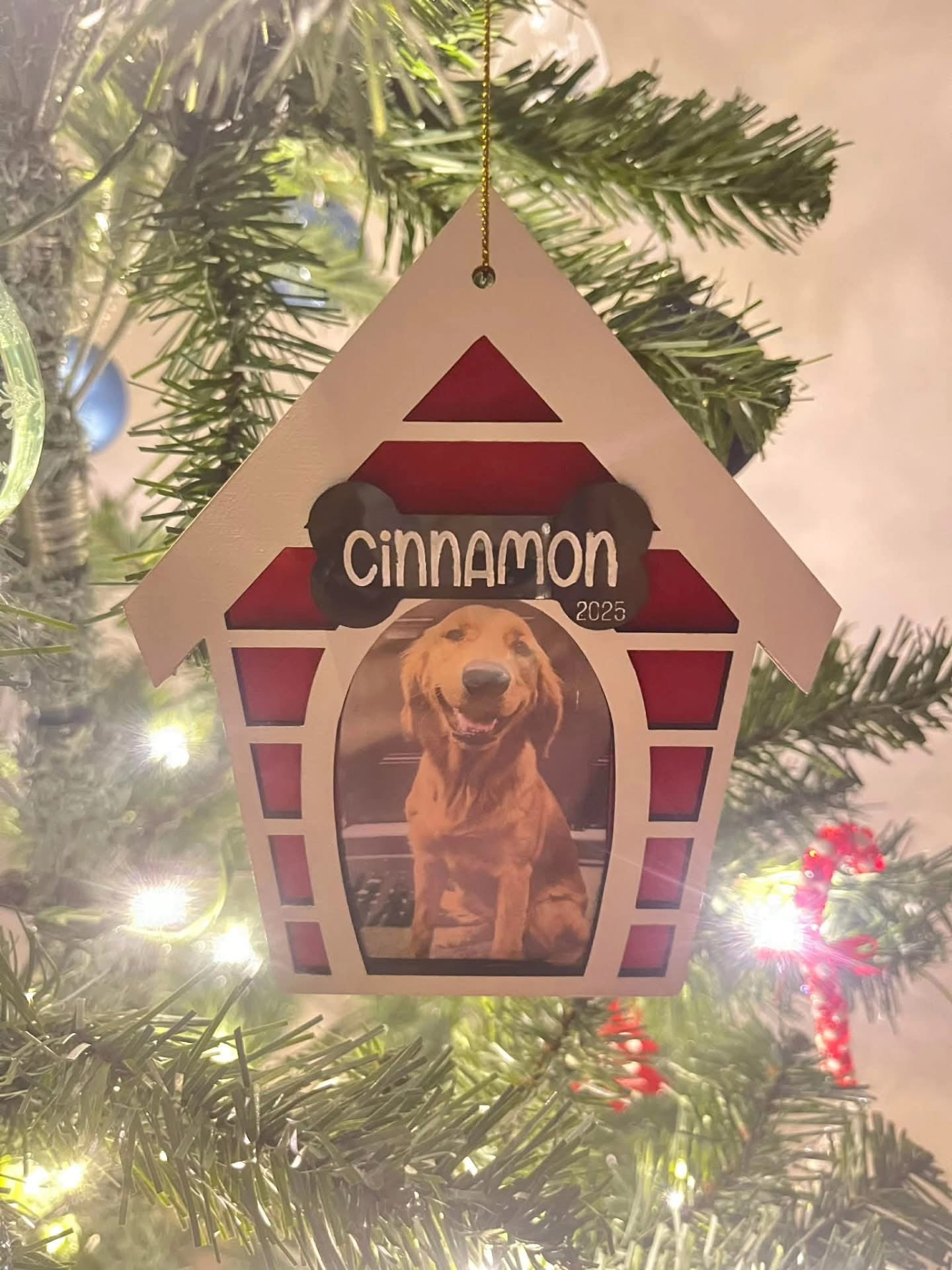 Red Dog House Wood Ornament