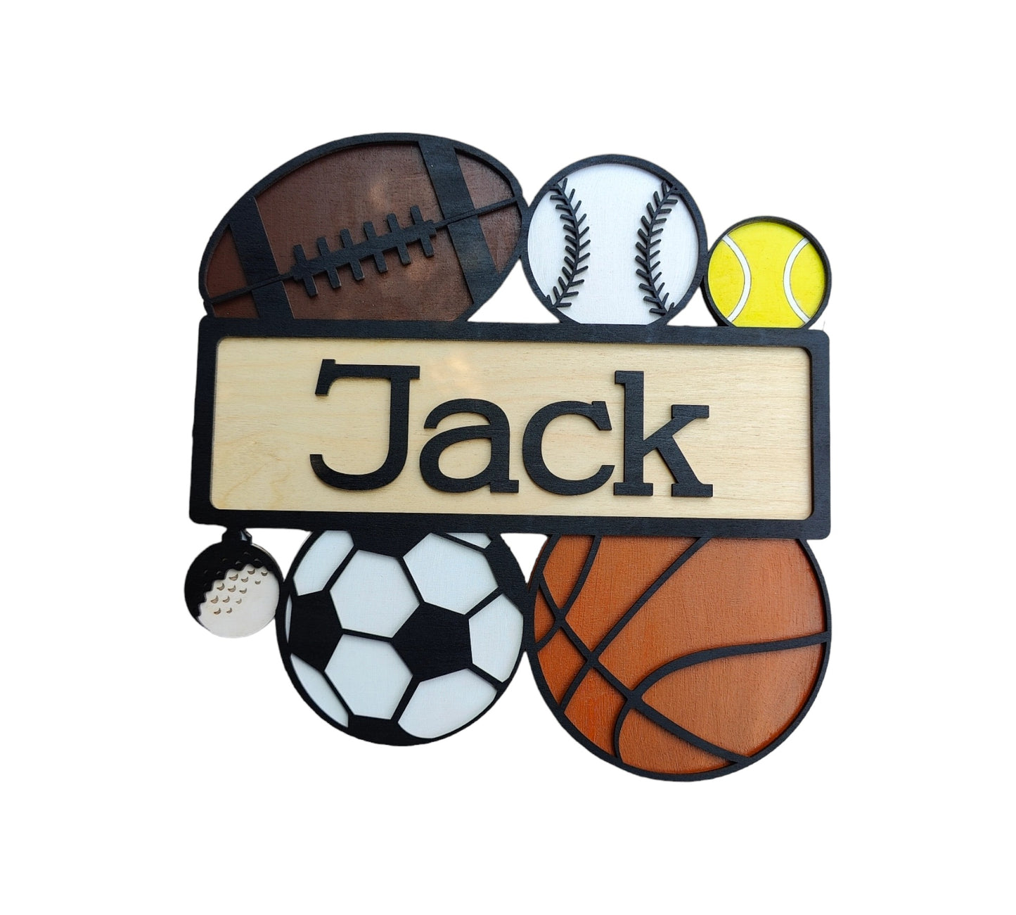 handpainted sports theme wood name sign