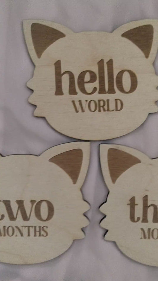 Cat shape wooden milestone cards