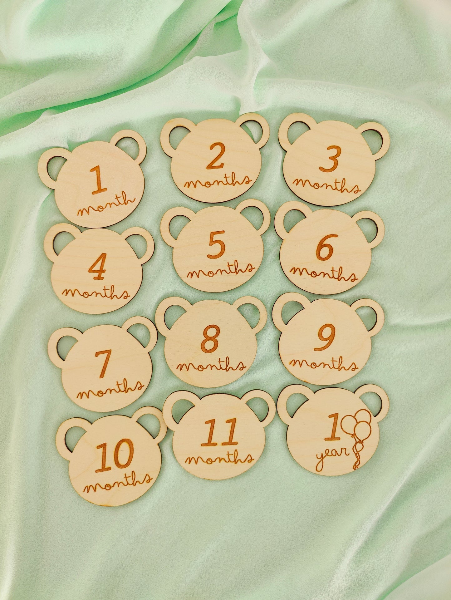 Cut Out Teddy Bear Ear Monthly Milestones