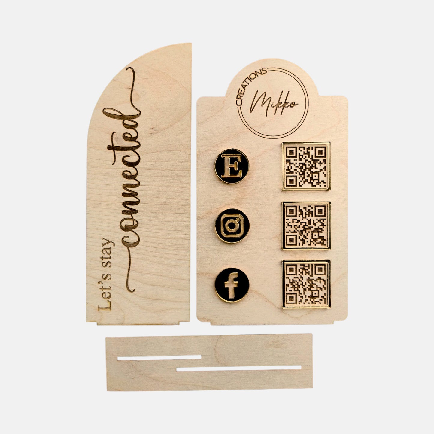 countertop qr code wooden sign