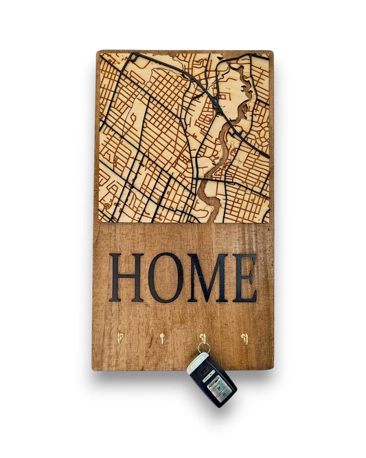 key holder laser cut map