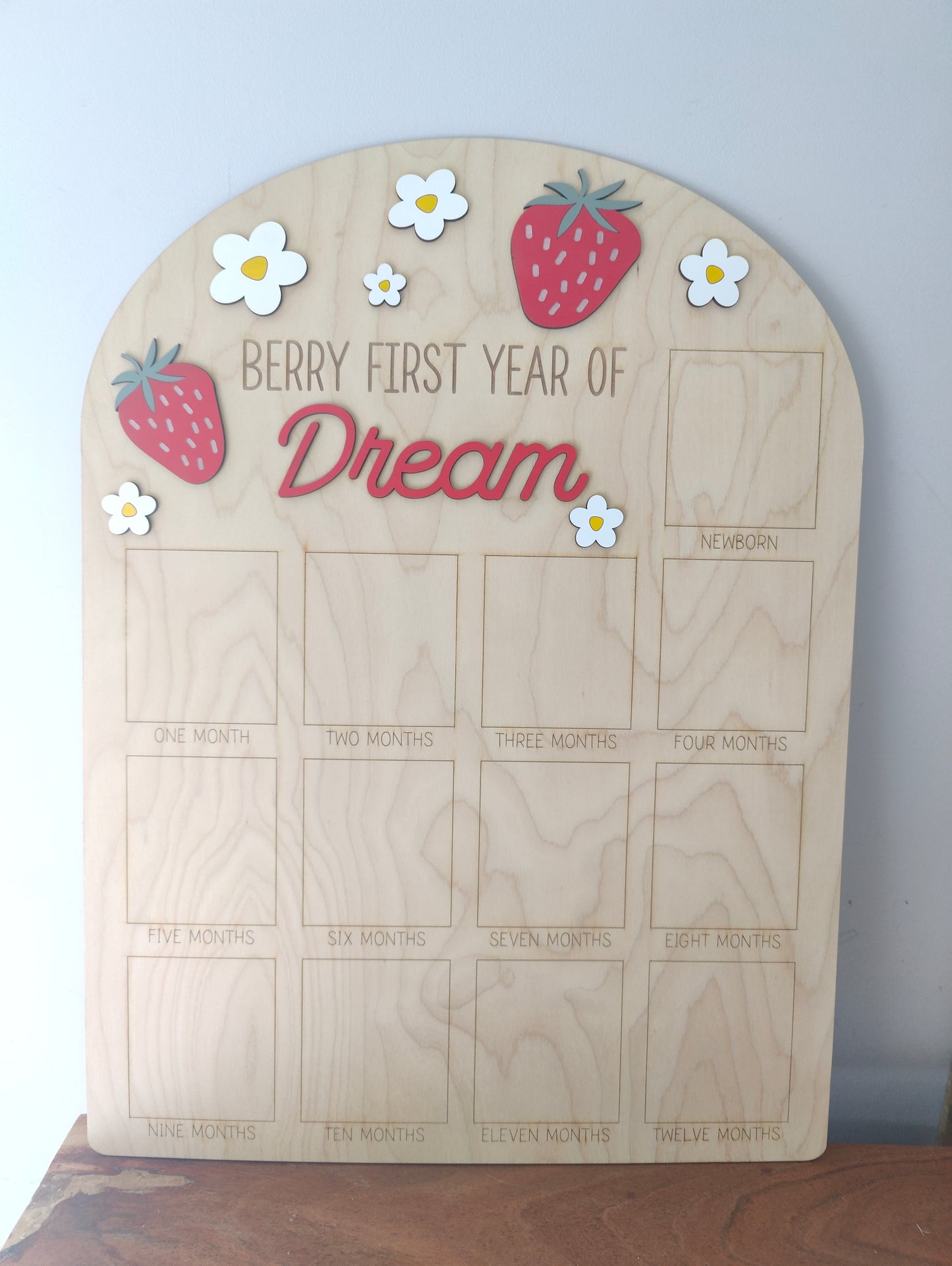 One Year Photo Board | Berry First Birthday Display Sign | Sweet One Wood Board | Birthday Party Supplies | Photo Decoration