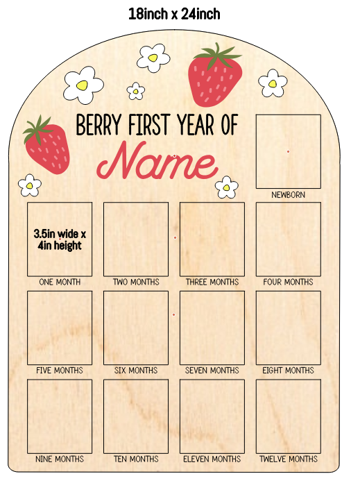One Year Photo Board | Berry First Birthday Display Sign | Sweet One Wood Board | Birthday Party Supplies | Photo Decoration