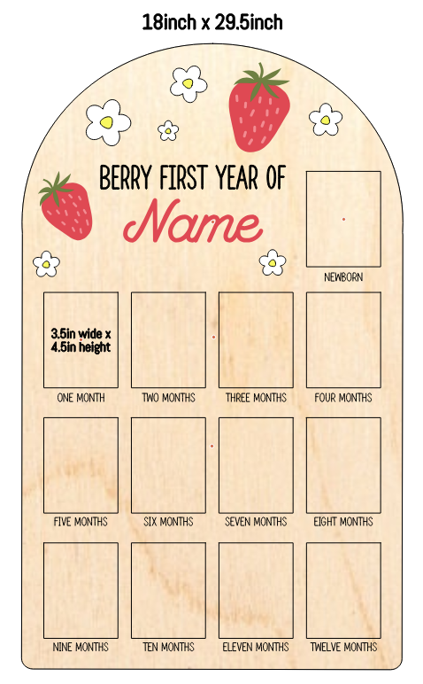 One Year Photo Board | Berry First Birthday Display Sign | Sweet One Wood Board | Birthday Party Supplies | Photo Decoration