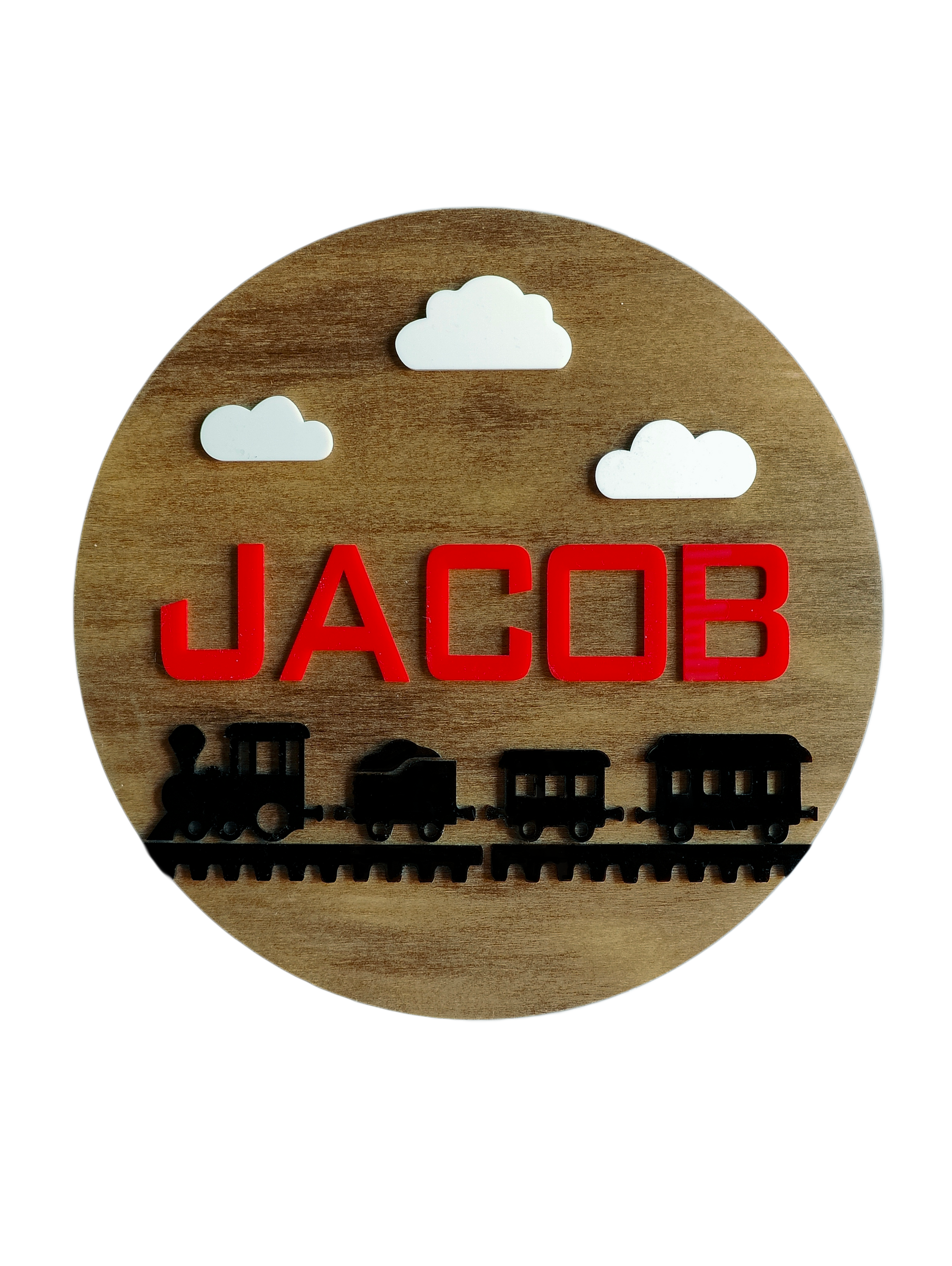 wood train name sign